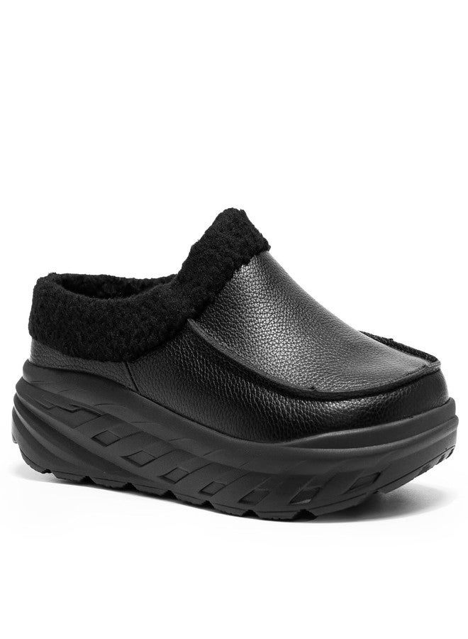OrthoComfoot Men's Orthopedic Diabetic Extra Wide Toe Box Winter Slippers: Lightweight Leather Hammer Toes Bunions Recovery Dress Shoes, Soft Warm Arch Support Outdoor Wedding Meeting Walking Shoes Black Size 9 - Image 1